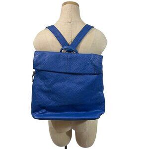 Poverty Flats blue faux leather backpack convertible
